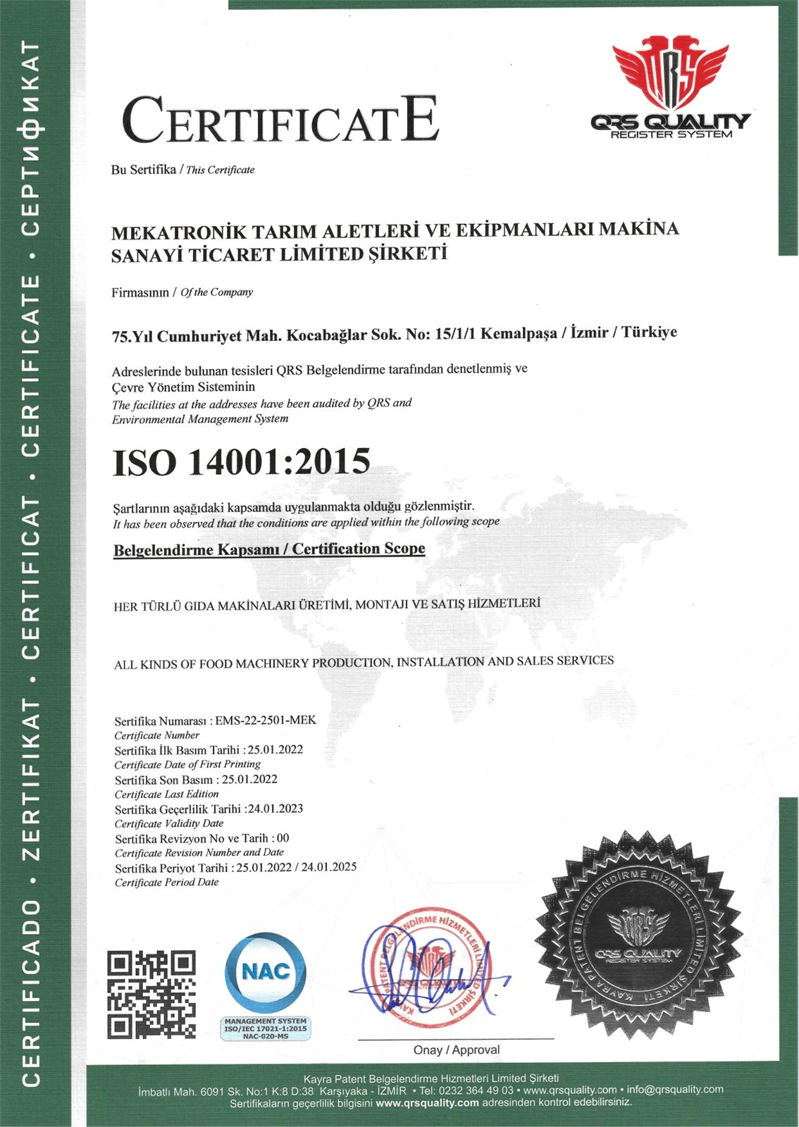 ISO 14001 belgesinin taraması