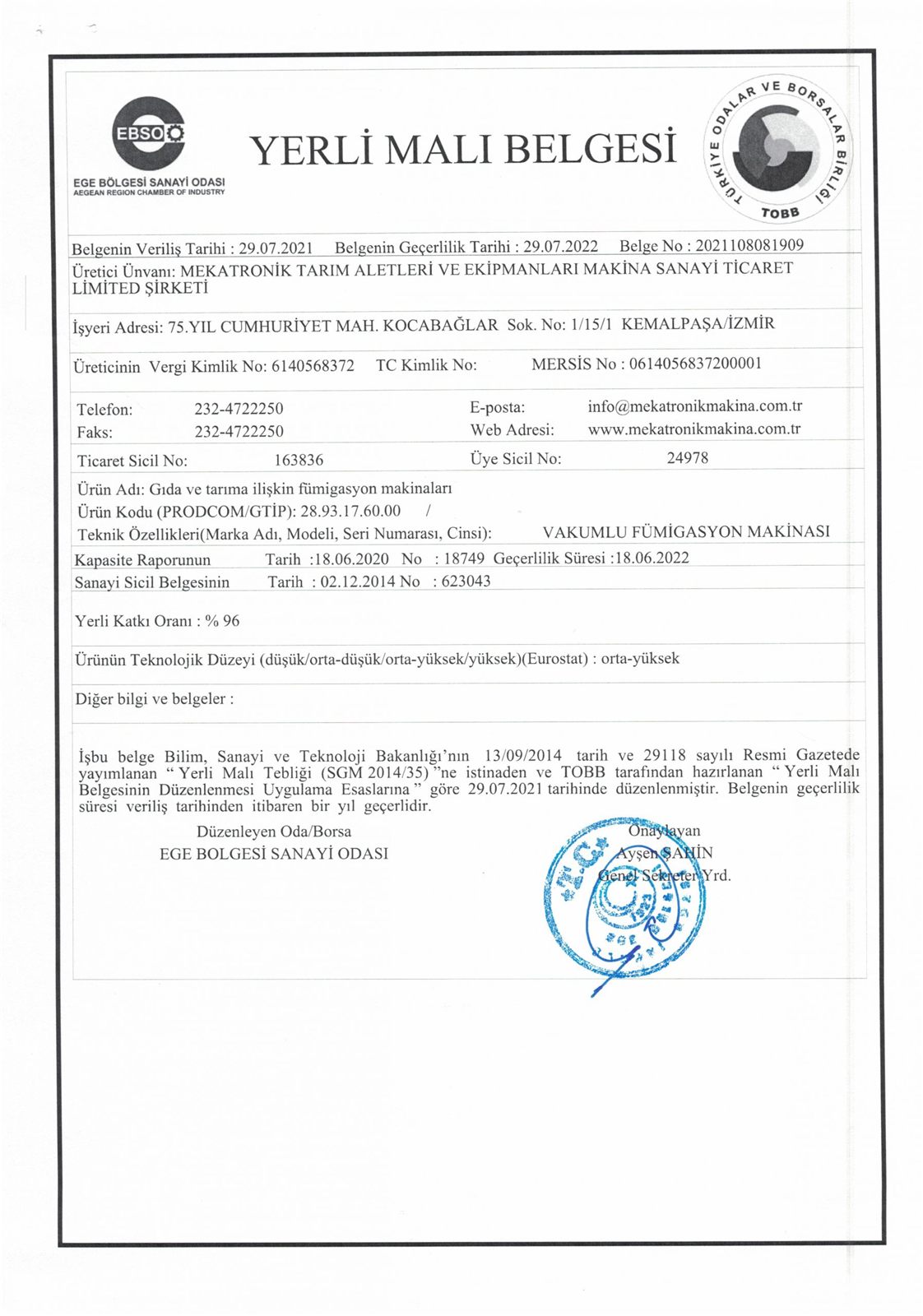Vakumlu Fumigasyon belgesinin taraması