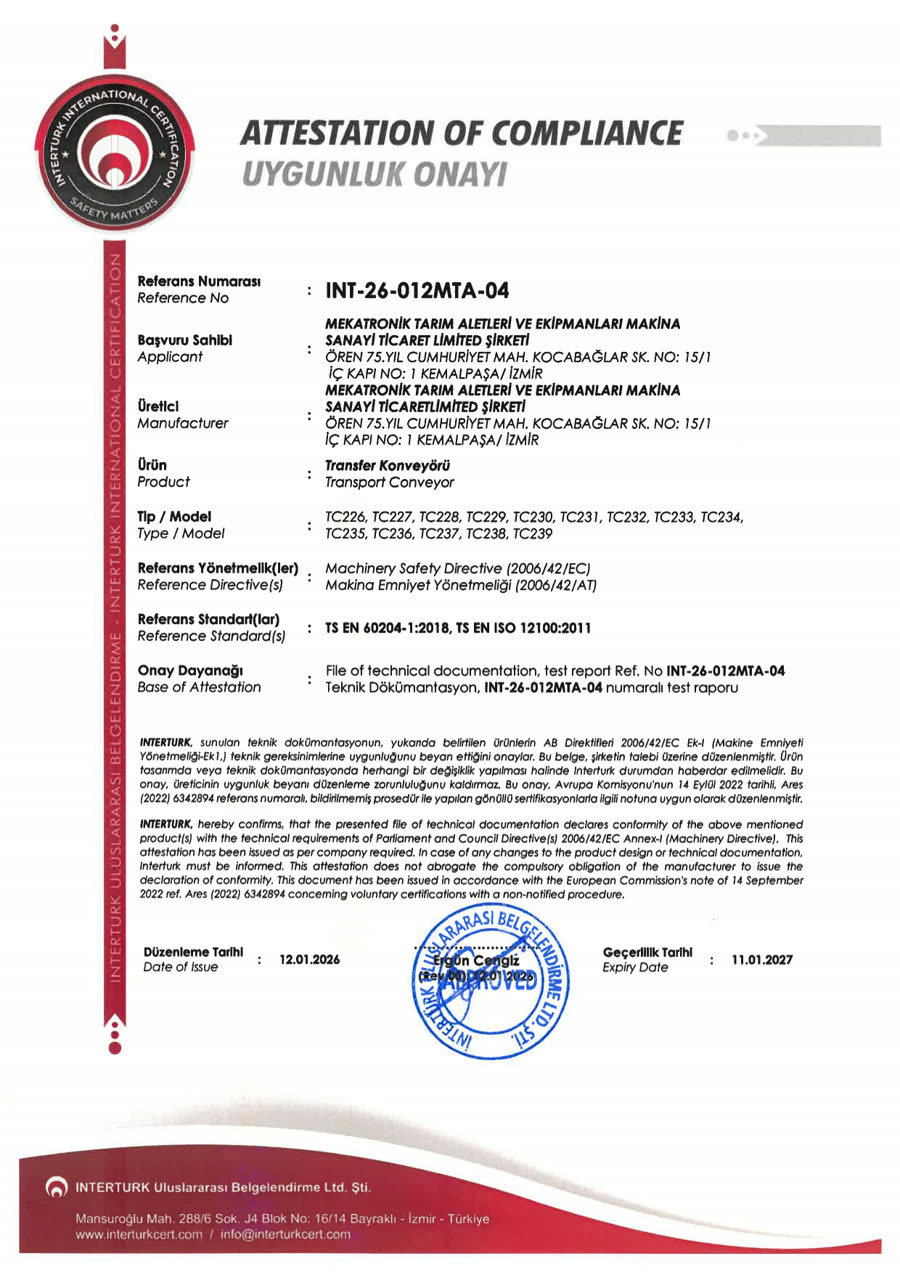 Transfer Konveyörü belgesinin taraması